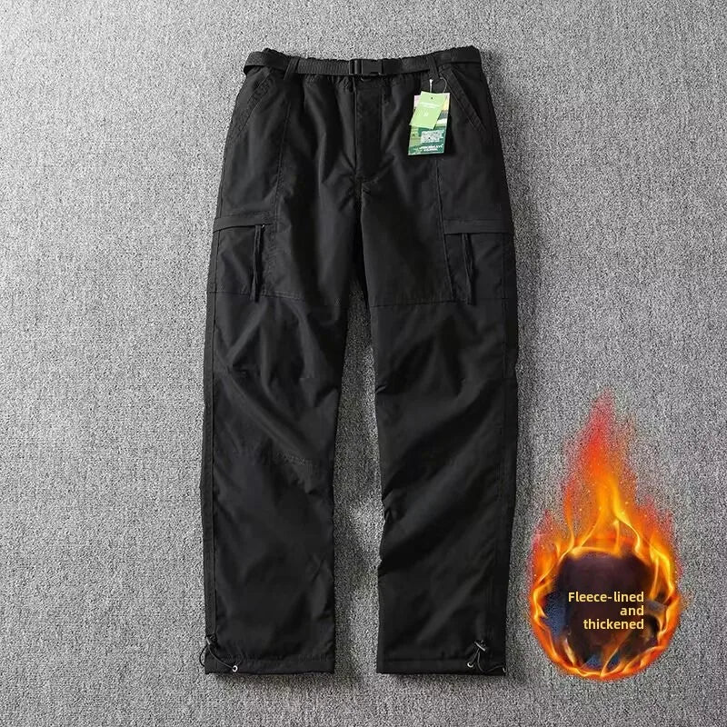 Outdoor Workwear Pants Men's Loose Fce Lined Thi Soft ell Hiking Pants Windproof Waterproof Polyester Fiber Straight Leg