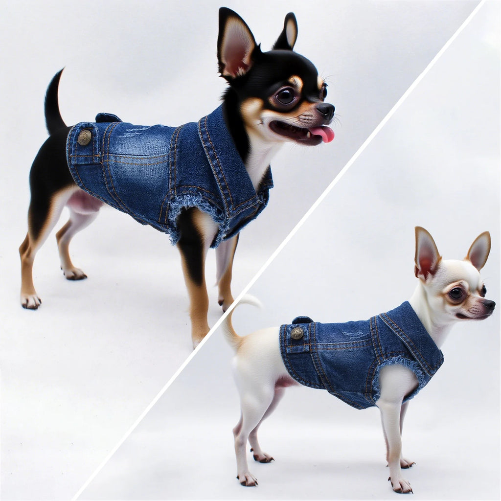 Dog Jean Jacket for Small and Medium Dogs, Comfortable Outdoor Puppy Outfits, Perfect for Cats Doggie