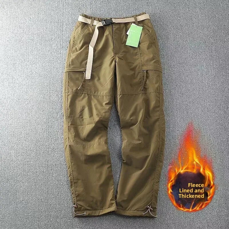 Outdoor Workwear Pants Men's Loose Fce Lined Thi Soft ell Hiking Pants Windproof Waterproof Polyester Fiber Straight Leg