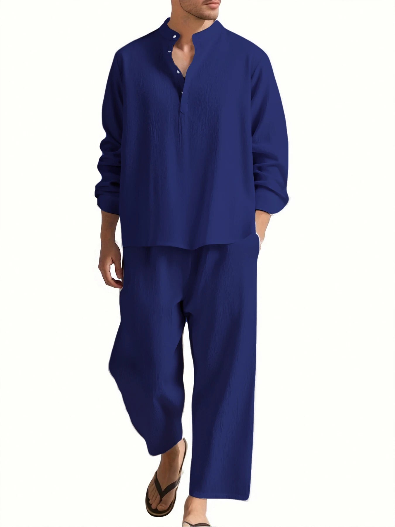 Men's Long Sleeve Shirt and Pants Suits Men Beach Wear Tracksuit Solid Color Shirts Sweatpants Hawaiian Vacation Men's Clothing