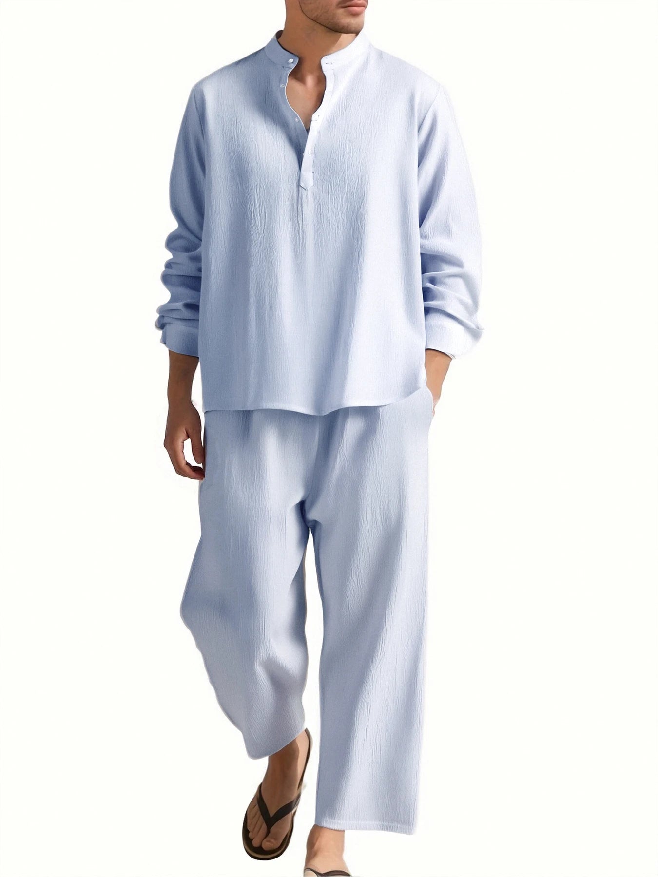 Men's Long Sleeve Shirt and Pants Suits Men Beach Wear Tracksuit Solid Color Shirts Sweatpants Hawaiian Vacation Men's Clothing