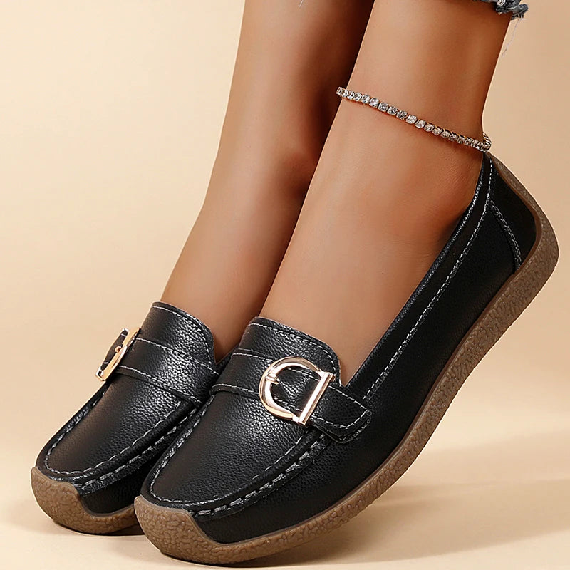 Woman Shoes 2025 New Low Heels Casual White Shoes Women's Loafers Slip On Elegant Flat Heel Zapatos De Mujer Soft Leather Flats