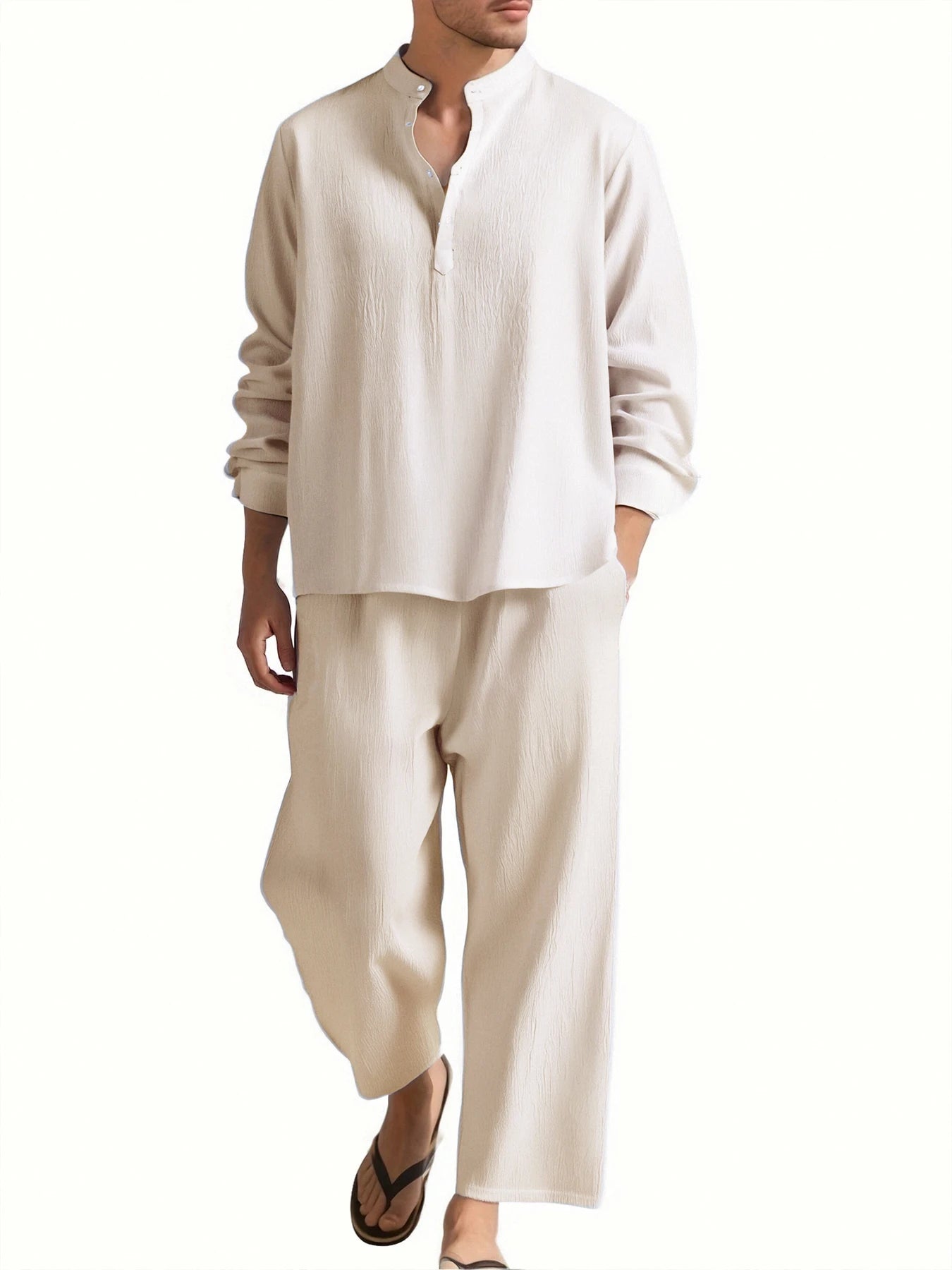 Men's Long Sleeve Shirt and Pants Suits Men Beach Wear Tracksuit Solid Color Shirts Sweatpants Hawaiian Vacation Men's Clothing