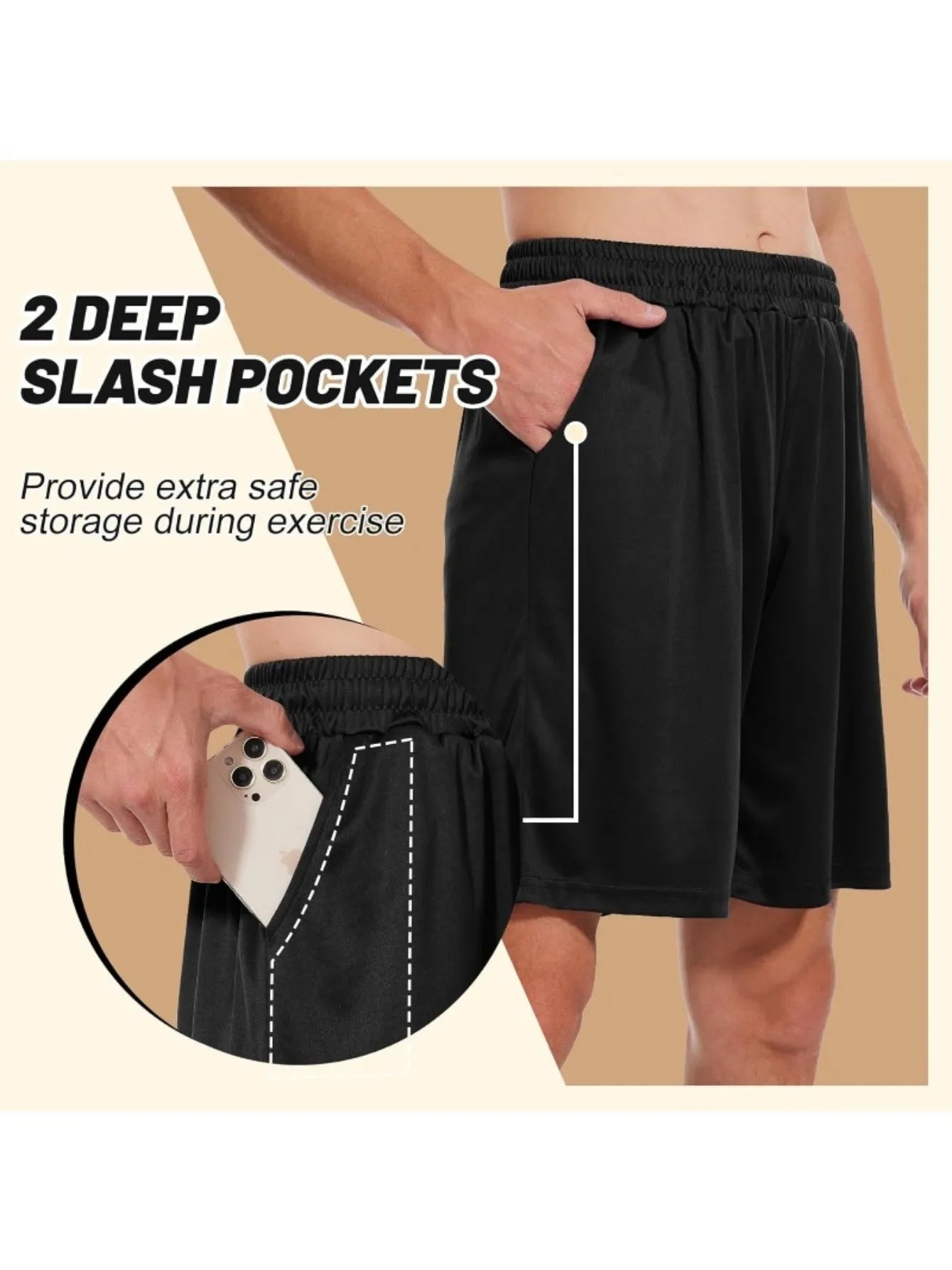 Athletic Shorts for Men with Pockets and Elastic Waistband Quick Dry Activewear