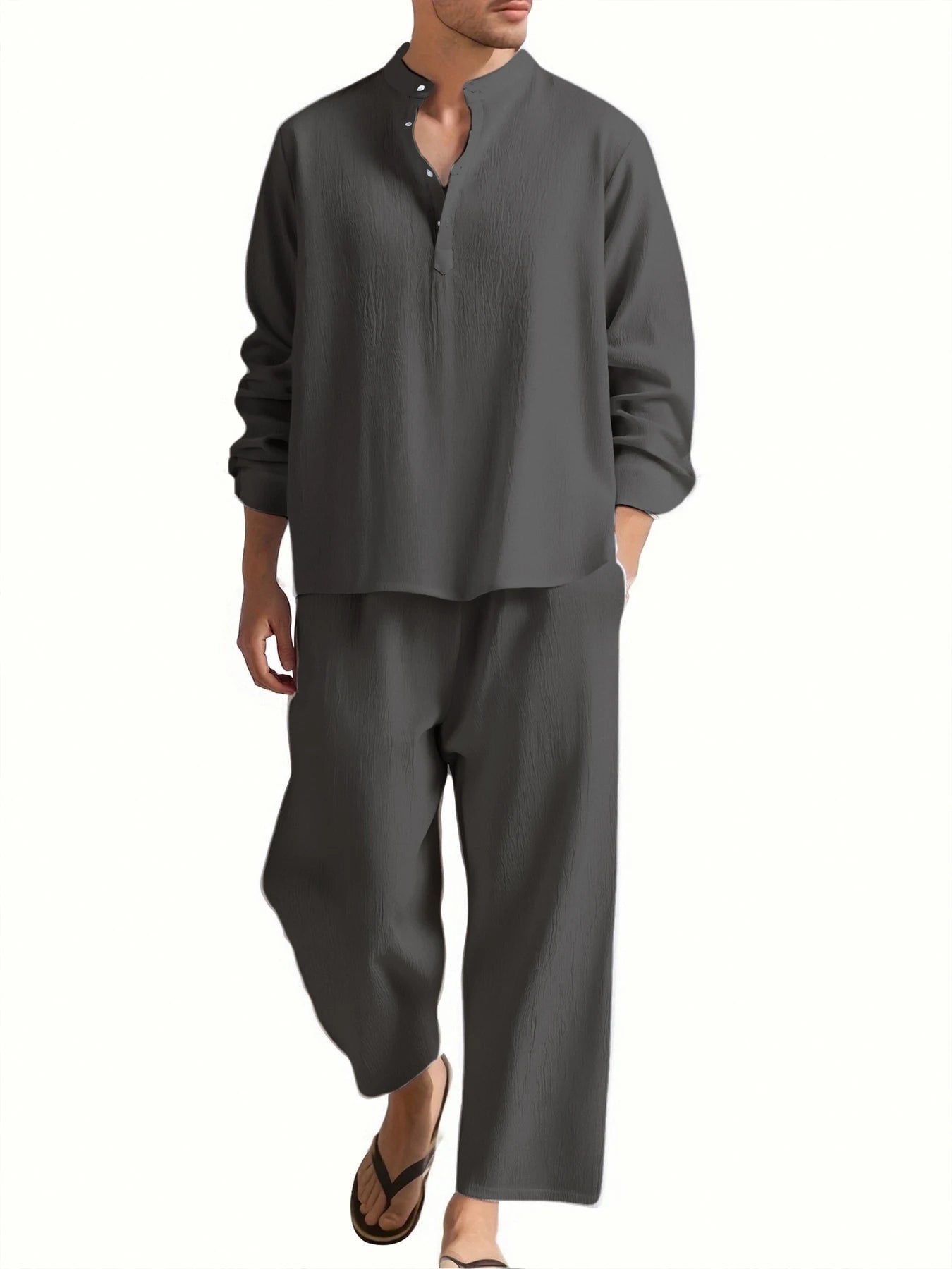 Men's Long Sleeve Shirt and Pants Suits Men Beach Wear Tracksuit Solid Color Shirts Sweatpants Hawaiian Vacation Men's Clothing