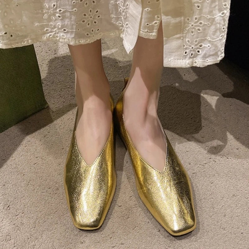 2025 New Shoes for Women Retro Ladies Flats Slip on Shoes Loafers Square Toe Shallow Mouth Women Casual Footwear Lightweight