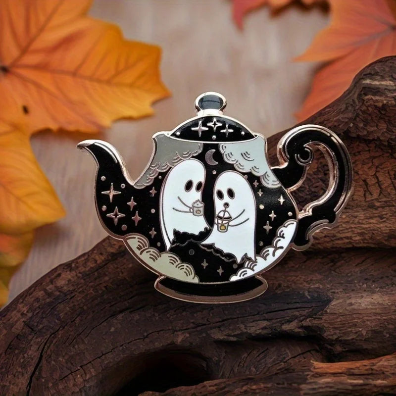 Halloween Haunted Teapot Enamel Pin Enchanted Teatime Collection