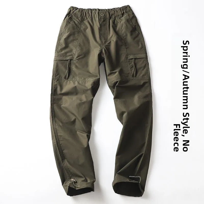 Outdoor Workwear Pants Men's Loose Fce Lined Thi Soft ell Hiking Pants Windproof Waterproof Polyester Fiber Straight Leg