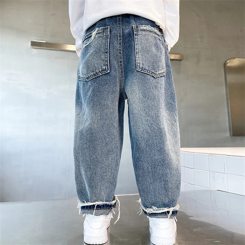 Boys Jean Pants Long Trousers Cotton 2024 Spring Autumn Baby's Kids Pants Teenagers Outwear High Quality Children's Clothing