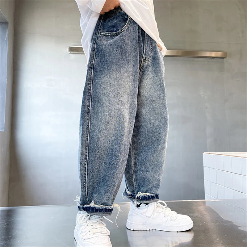 Boys Jean Pants Long Trousers Cotton 2024 Spring Autumn Baby's Kids Pants Teenagers Outwear High Quality Children's Clothing