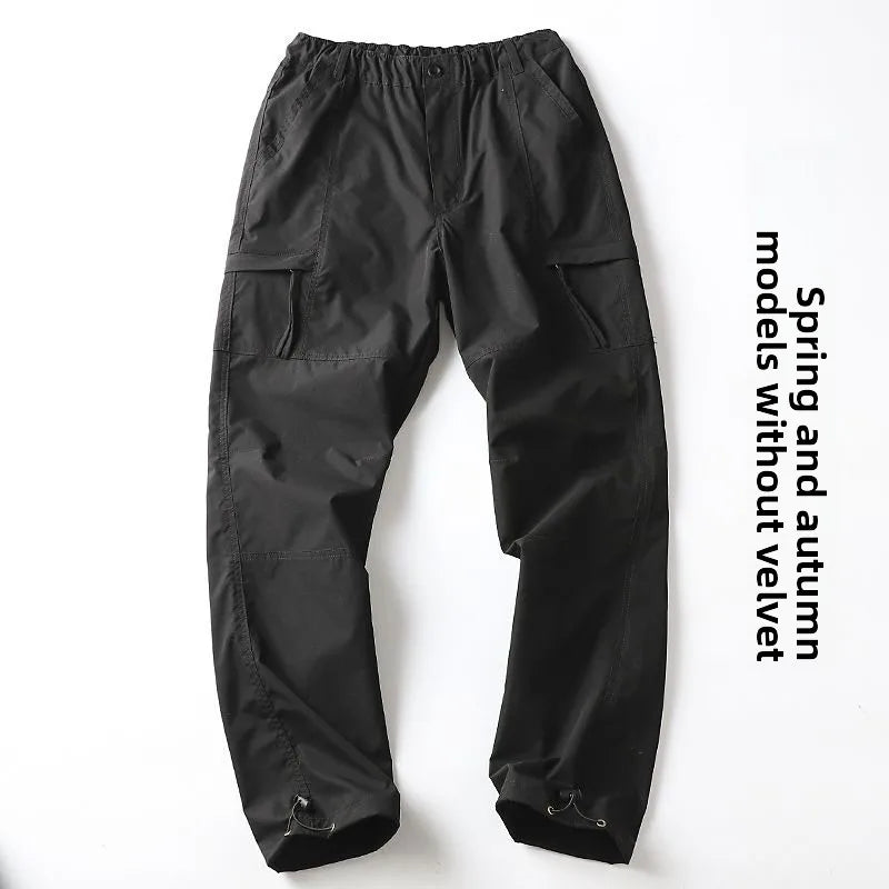 Outdoor Workwear Pants Men's Loose Fce Lined Thi Soft ell Hiking Pants Windproof Waterproof Polyester Fiber Straight Leg
