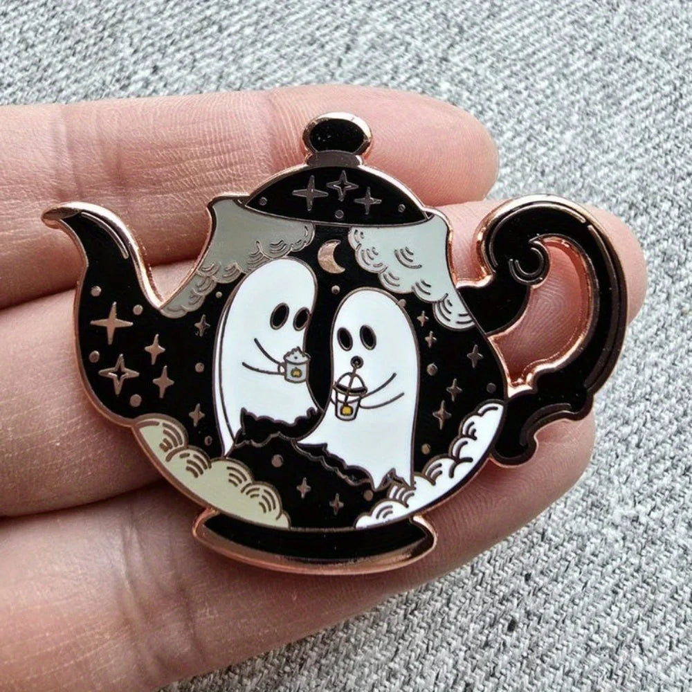 Halloween Haunted Teapot Enamel Pin Enchanted Teatime Collection
