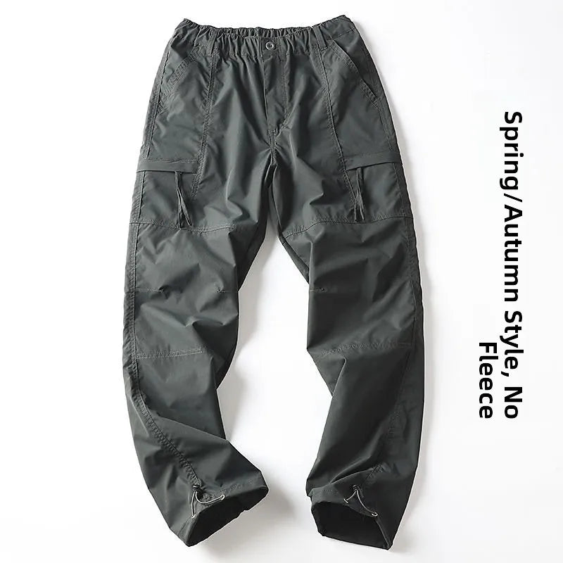 Outdoor Workwear Pants Men's Loose Fce Lined Thi Soft ell Hiking Pants Windproof Waterproof Polyester Fiber Straight Leg