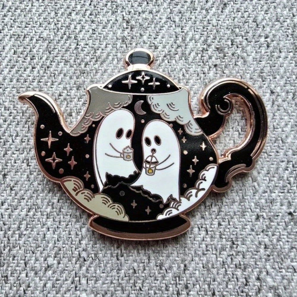 Halloween Haunted Teapot Enamel Pin Enchanted Teatime Collection