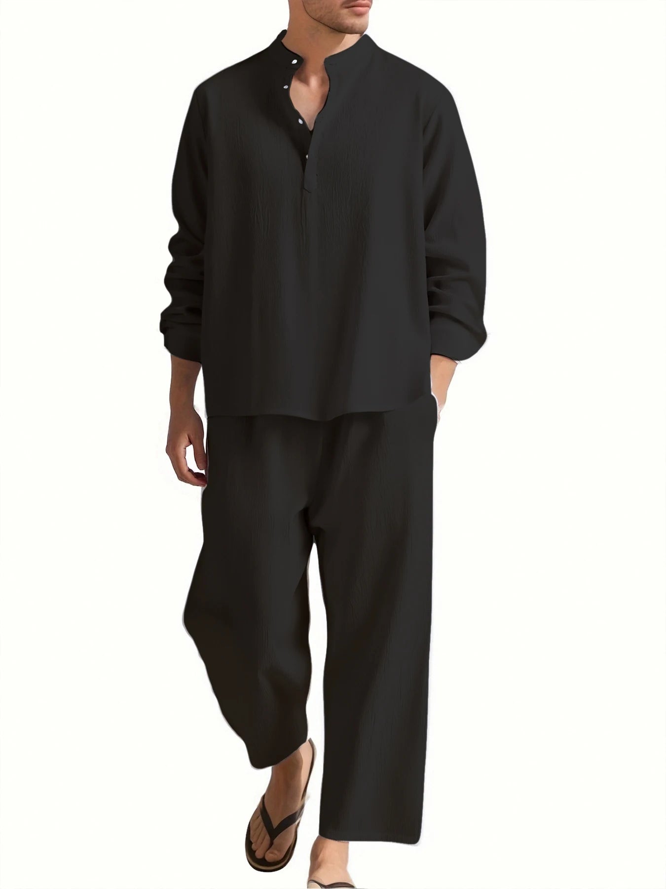 Men's Long Sleeve Shirt and Pants Suits Men Beach Wear Tracksuit Solid Color Shirts Sweatpants Hawaiian Vacation Men's Clothing