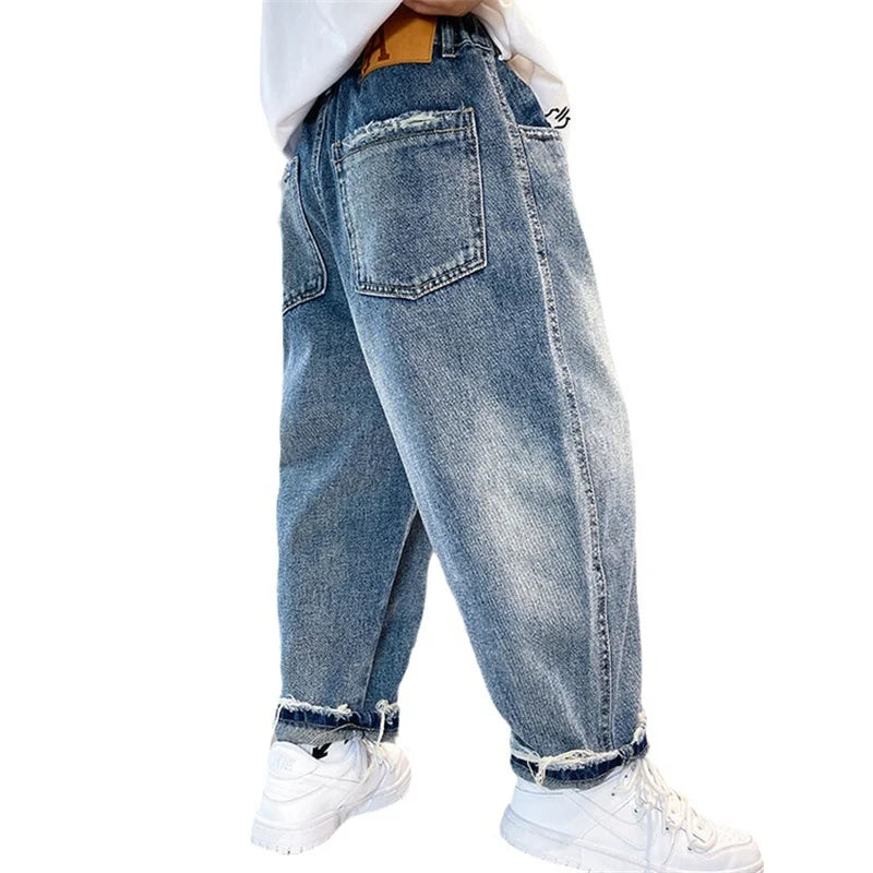 Boys Jean Pants Long Trousers Cotton 2024 Spring Autumn Baby's Kids Pants Teenagers Outwear High Quality Children's Clothing