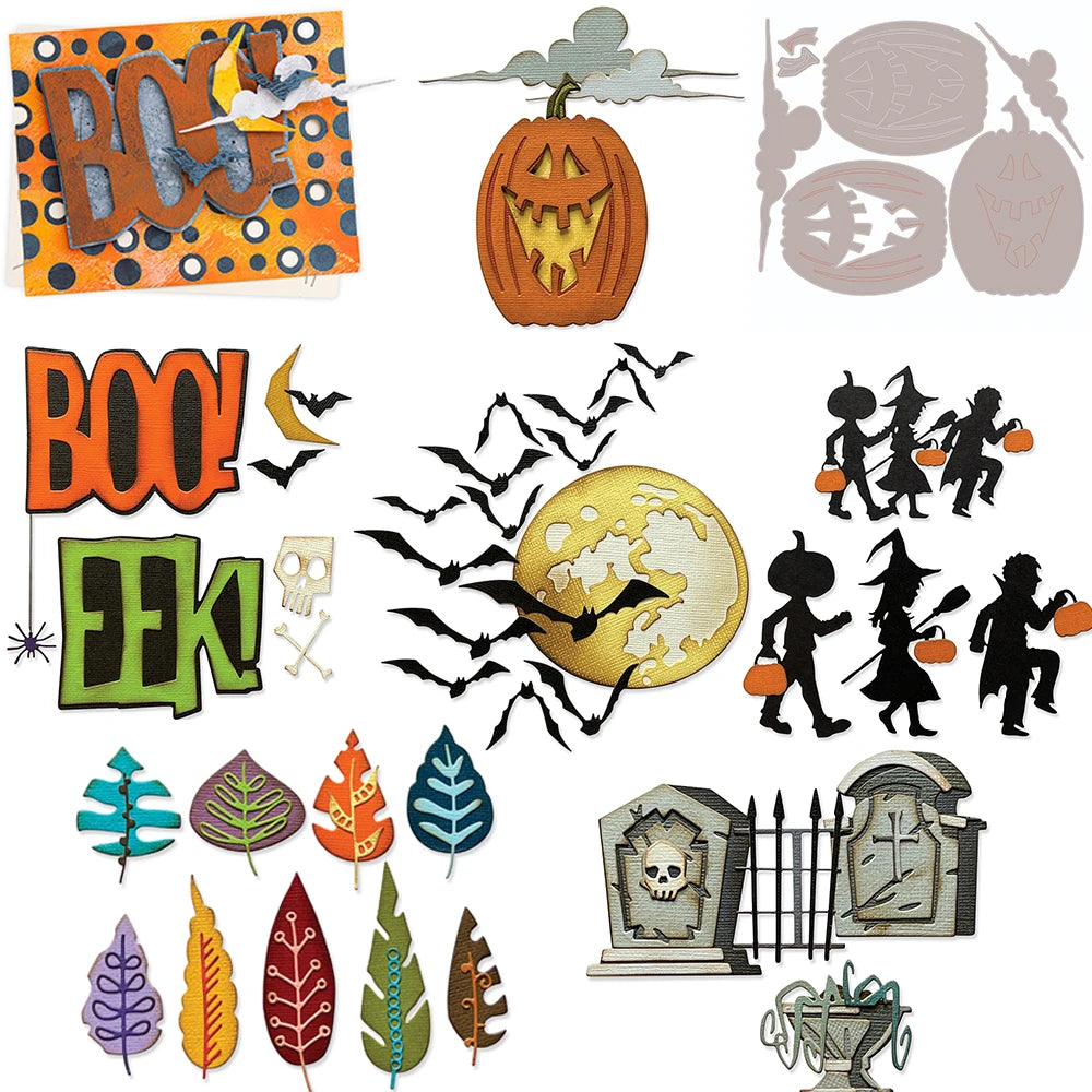 Halloween Collection Metal Cutting Dies Decorating Memory Book Pumpkin Bat Diecut For DIY Scrarpbooking Paper Craft Cards Making