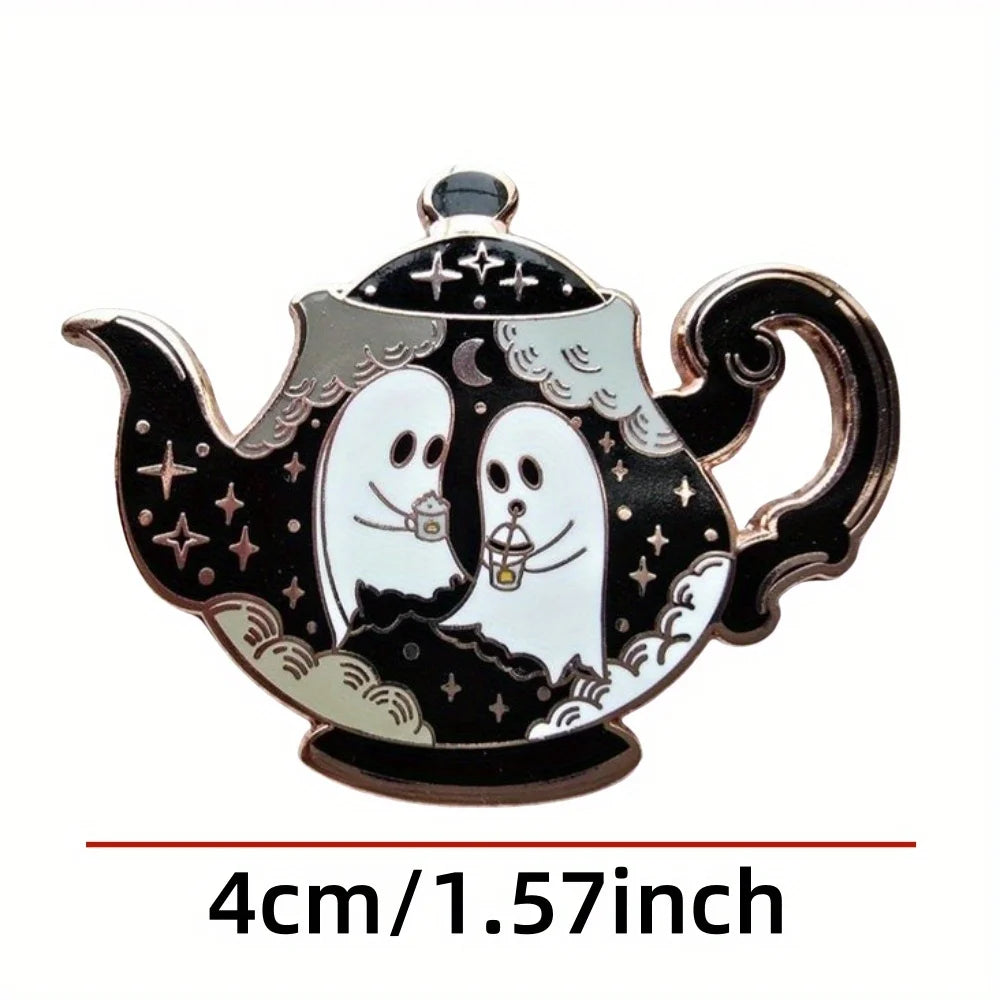 Halloween Haunted Teapot Enamel Pin Enchanted Teatime Collection